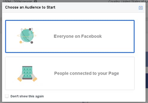 Upon loading Audience Insights, you'll need to choose your audience source.